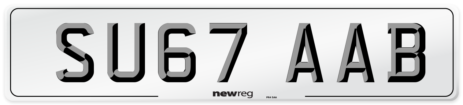 SU67 AAB Number Plate from New Reg